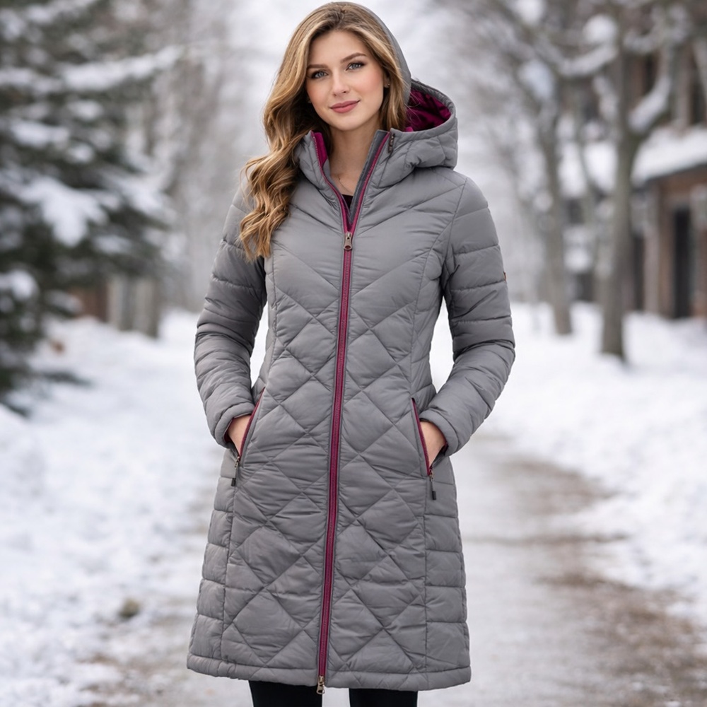 Lolë Grey Long Down‎ Puffer Hooded Coat XS